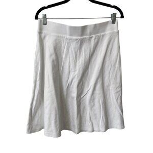 Lands End Pull On A Line Skirt Size Medium Elastic Waist White Cotton Minimalist